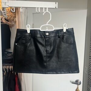 Edikted Black Leather Mini Skirt